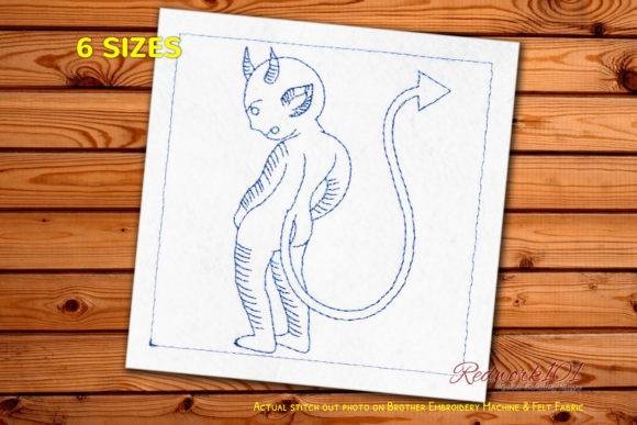 Devil with Tail Redwork Review for Apparel Projects